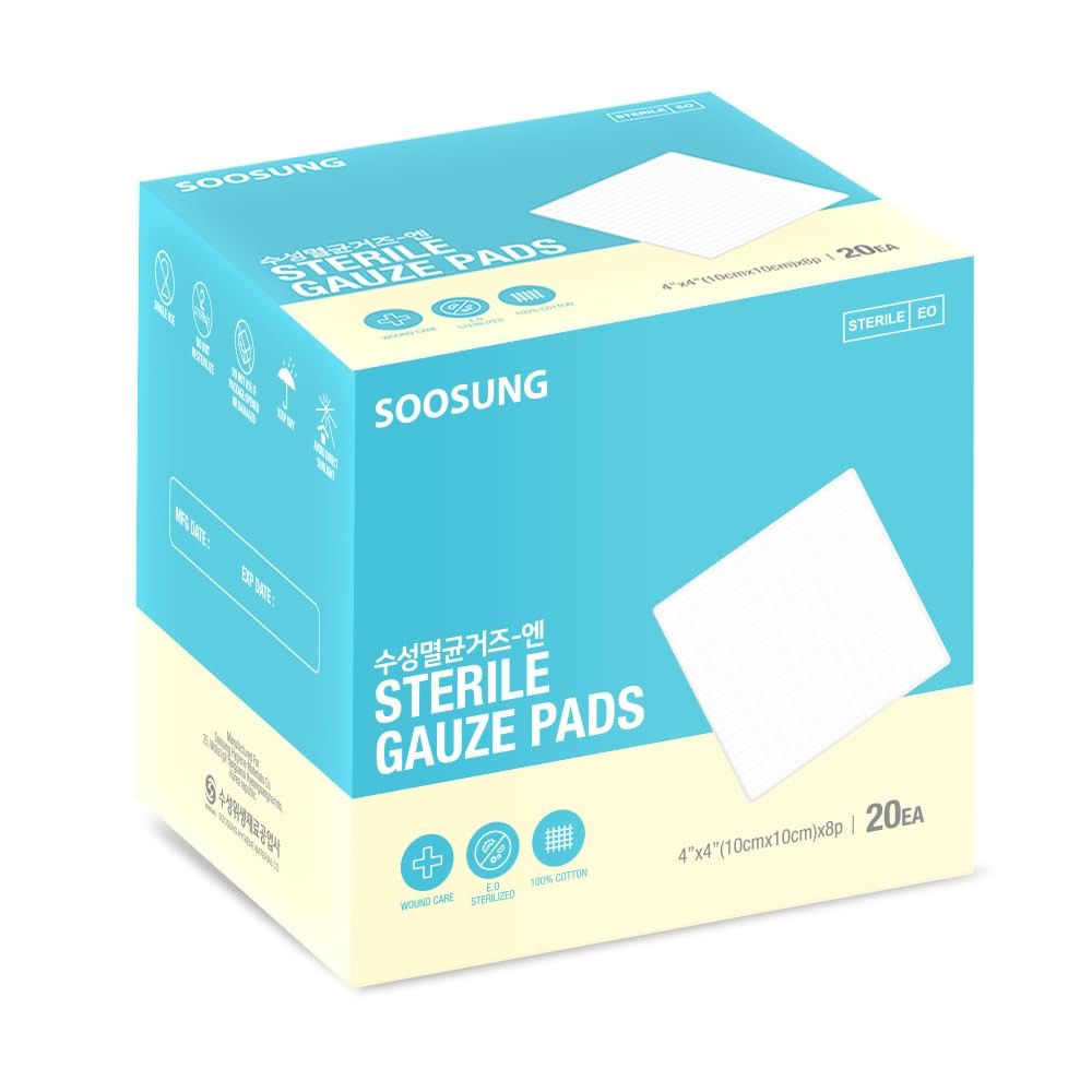 Sterile Gauze Pads 4x4 Inch 100 Count, 8-Ply Medical Grade Cotton, Individual...