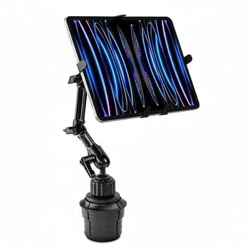 Adjustable Cup Holder Tablet Mount for 7"-11" Tablets, Fits 2.75"-3.5" Diameter,