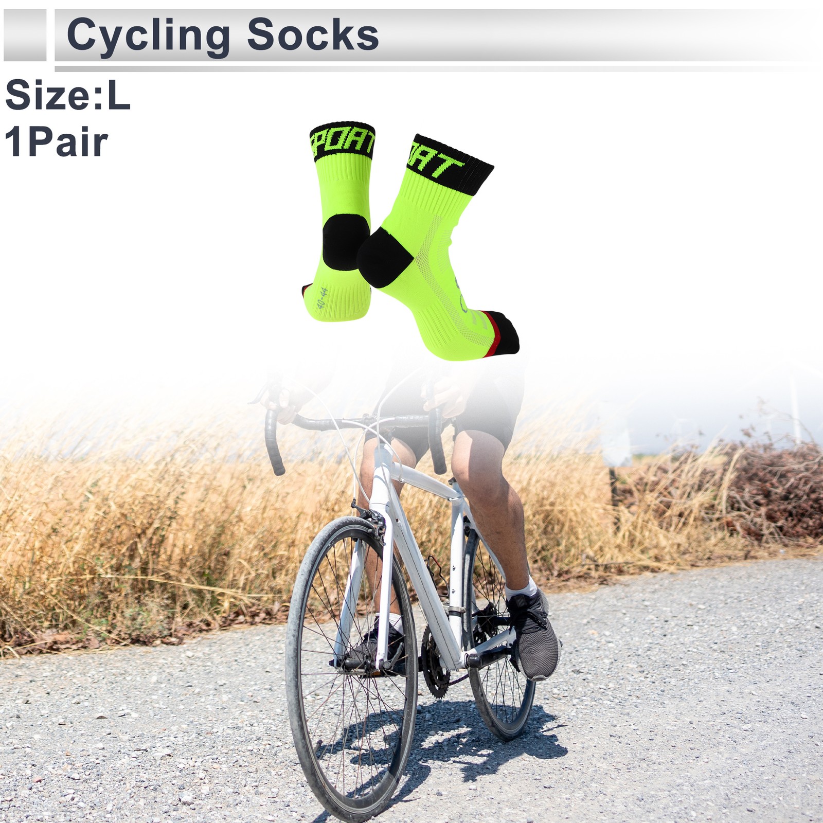 Cycling Socks Sweat-Absorbent,Anti-Friction L Letter Medium Green,Black