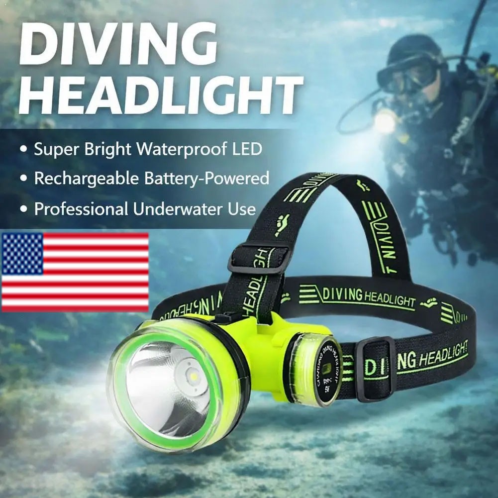 Diving Headlight 350m Underwater LED Headlamp for Spearfishing Scuba Lighting