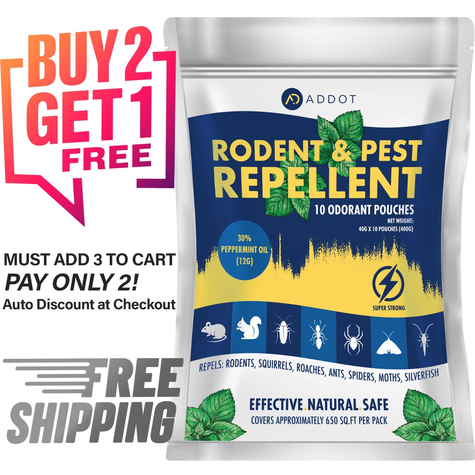 Natural Peppermint Oil Mouse Repellent – 10-Pack, 40g Each – Effective Rodent Co