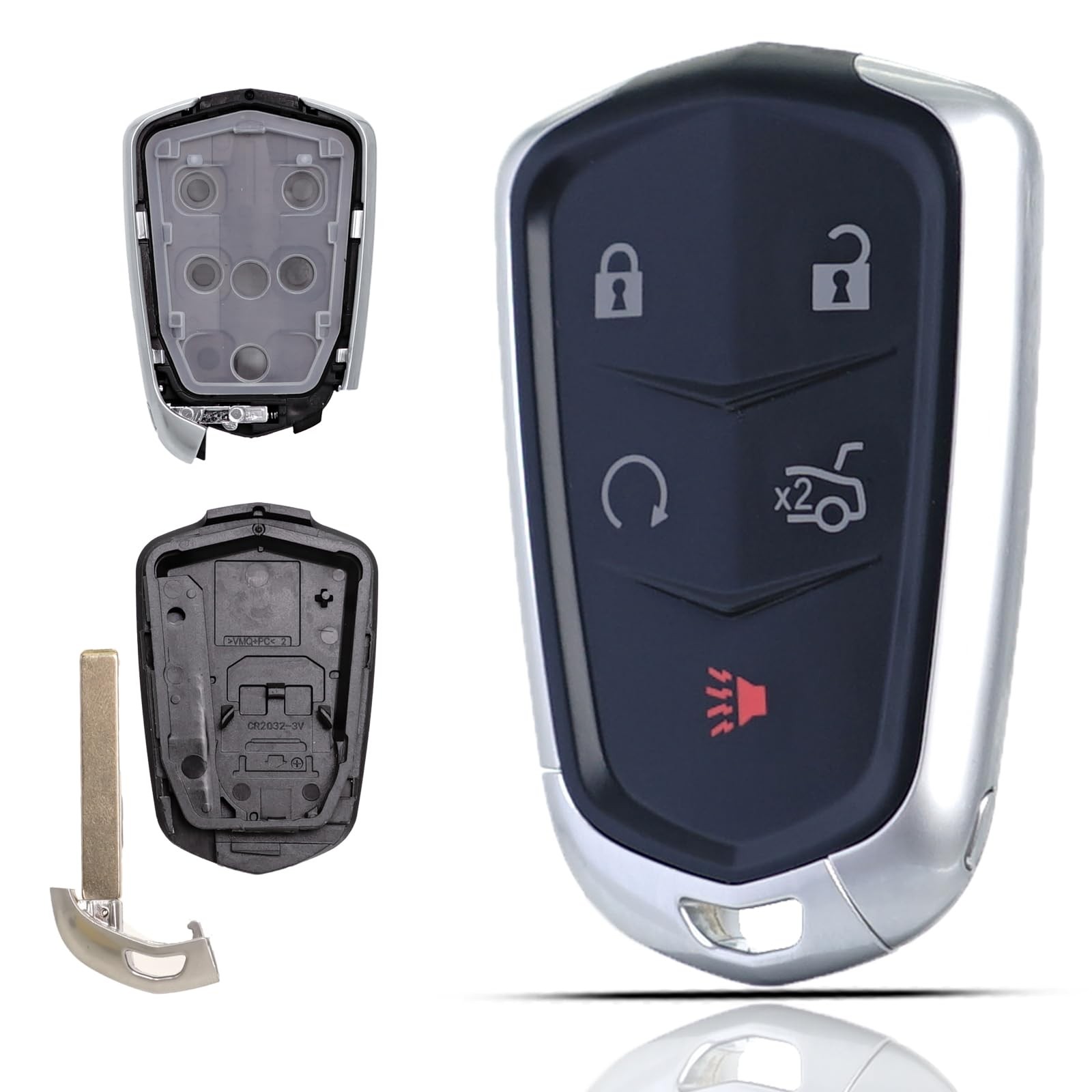 MechanMagic Key Fob Shell Case Replacement for Cadillac ATS ATS-V CTS Black