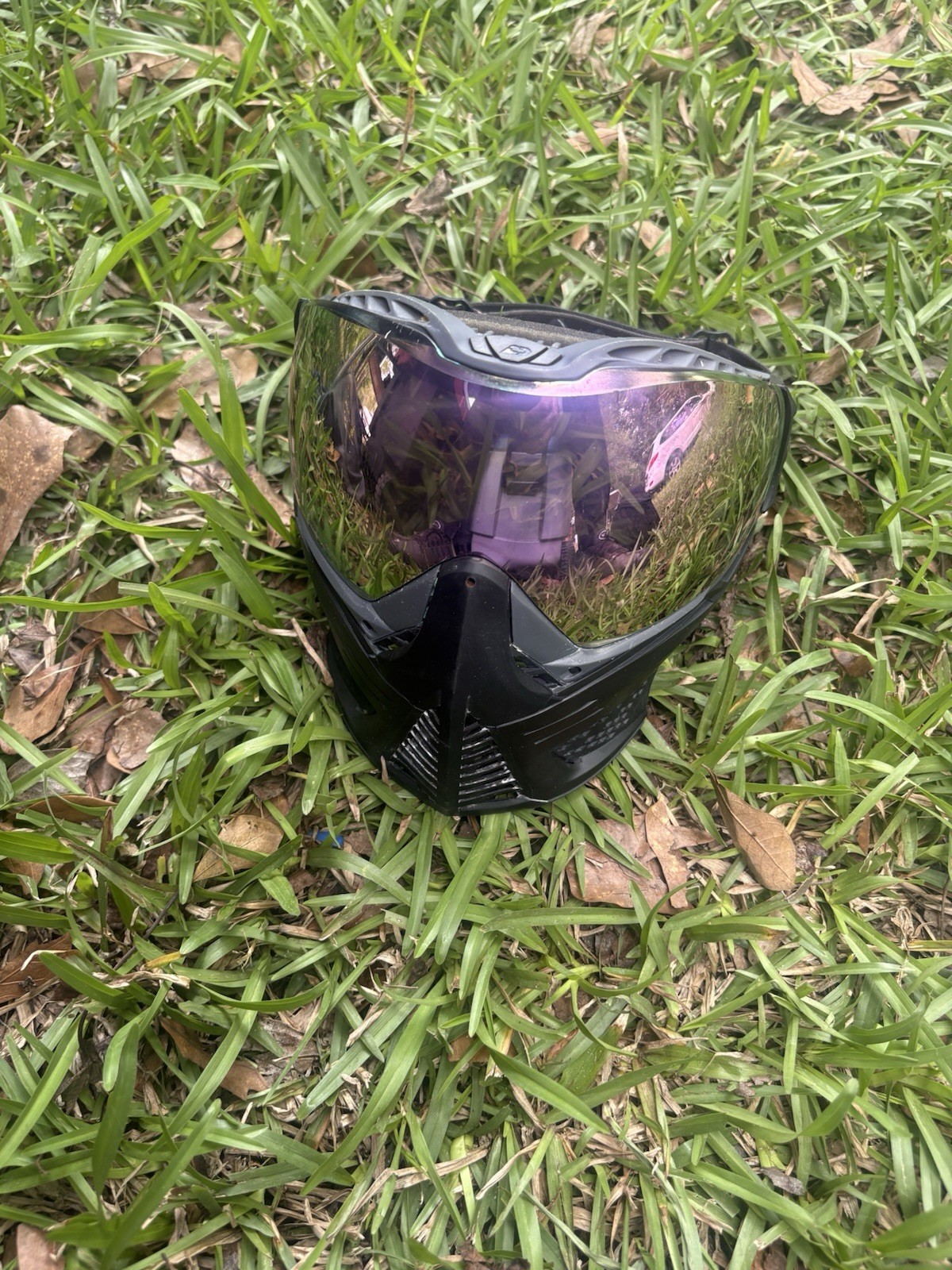 Push Unite Paintball Goggle, Grey And Black With Purple Mirrored Lens
