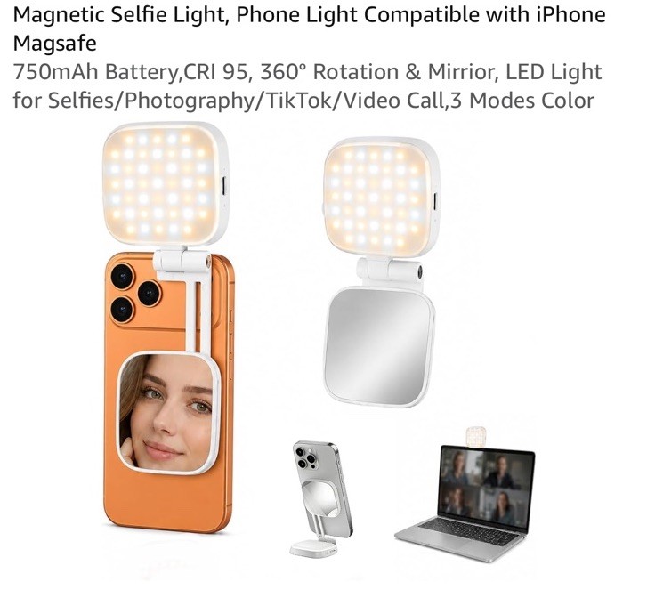 NEEWER BL48B Magnetic Selfie Light for MagSafe iPhone 16 15 Pro Max Laptop Zoom