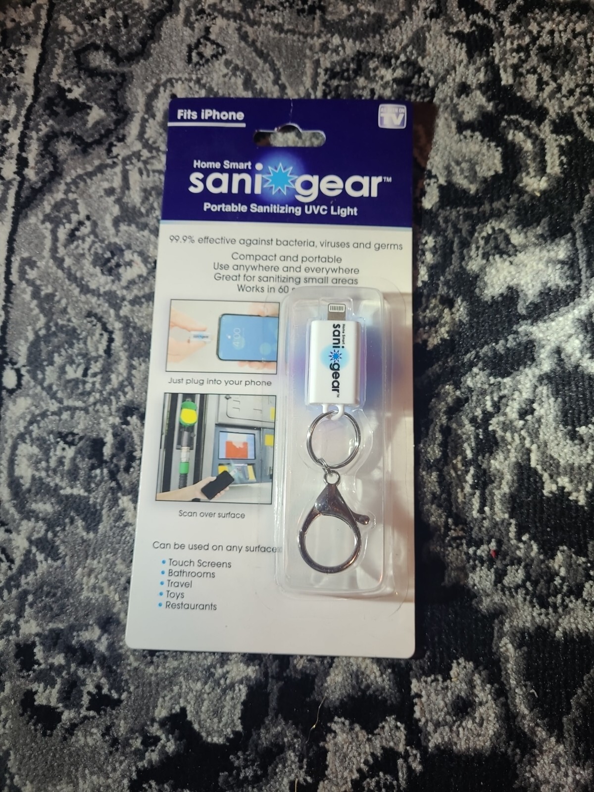 Home Smart Sani Gear Portable Sanitizing UVC Light " For IPhone" NEW Sealed Pack