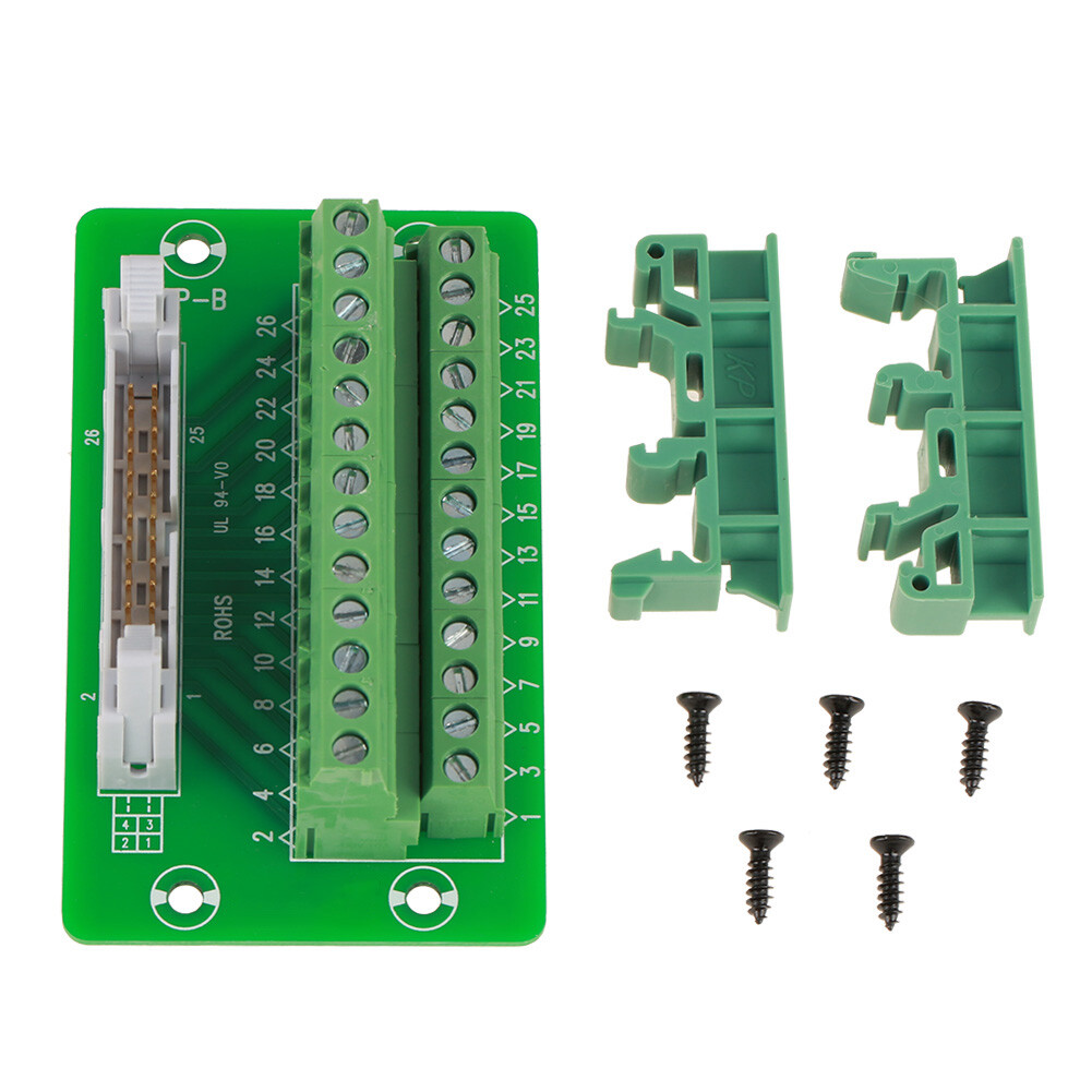 IDC26P DIN Rail 26 Pin 5mm Mount Interface Module Male Connector Breakout Board