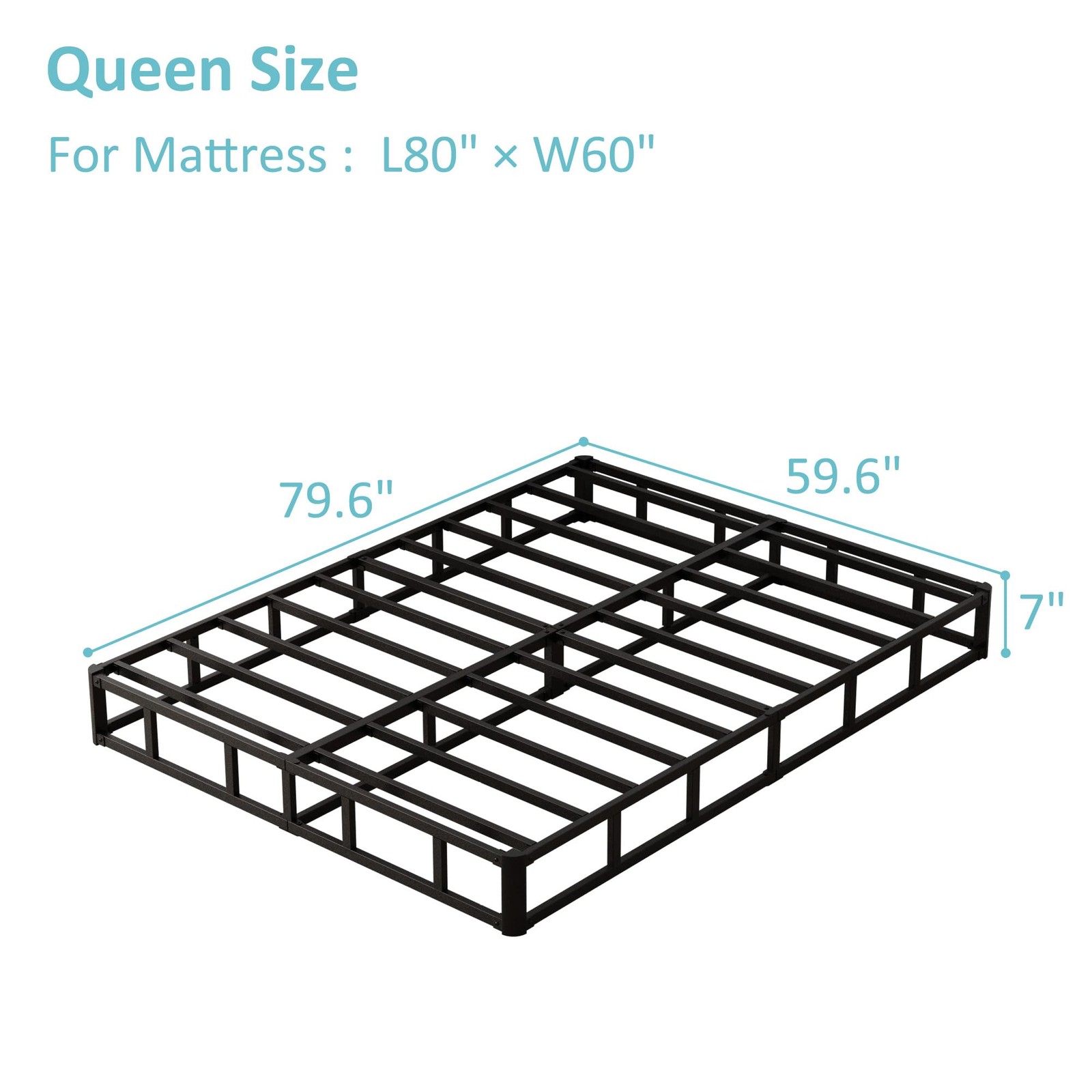 7 Inch Box Spring for Queen Bed Bed Base, Low Profile Metal Queen Box Spring ...