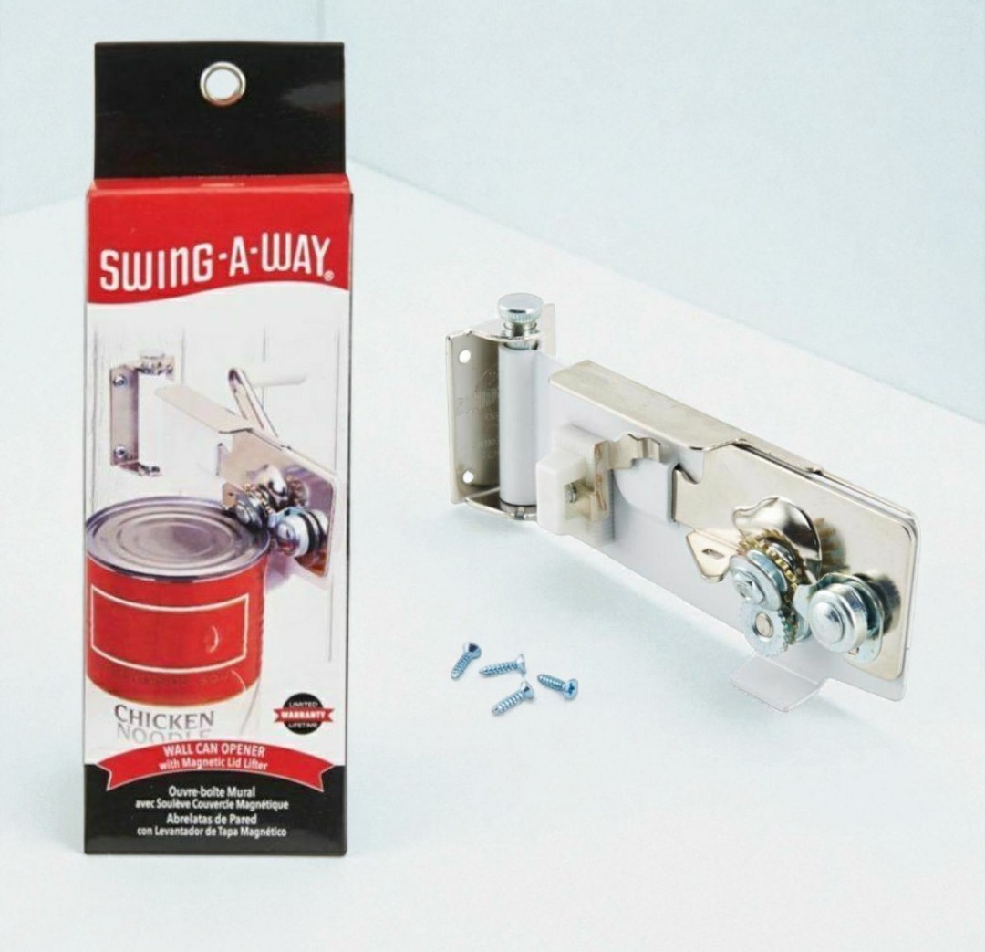 Swing-A-Way Wall Mount Can Opener with Magnet, 1-Pack, White -
