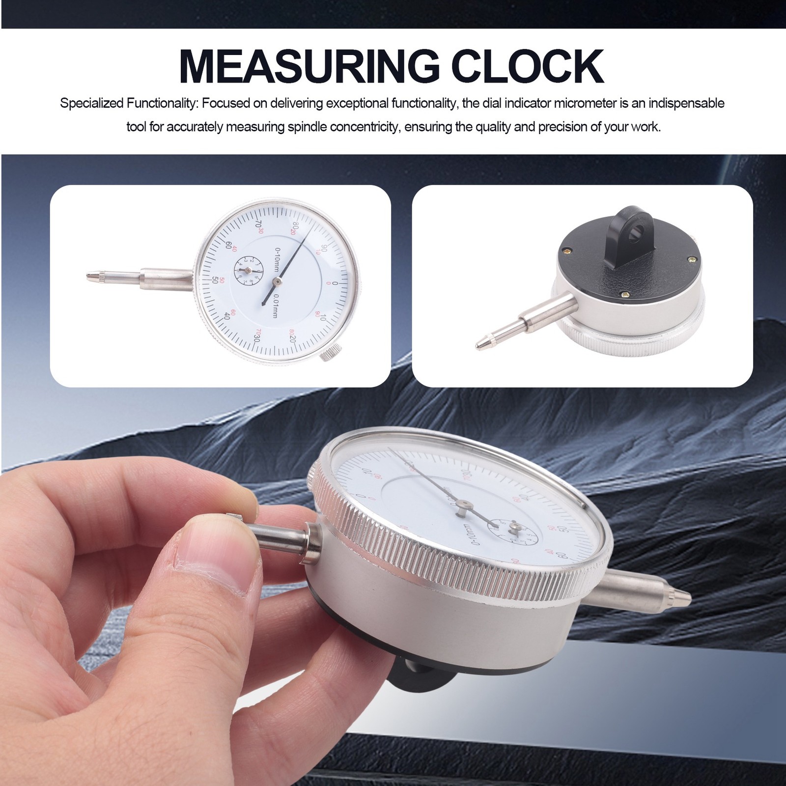 Indicator Micrometer Hour Type Indicator Comparator Measuring Clock7946
