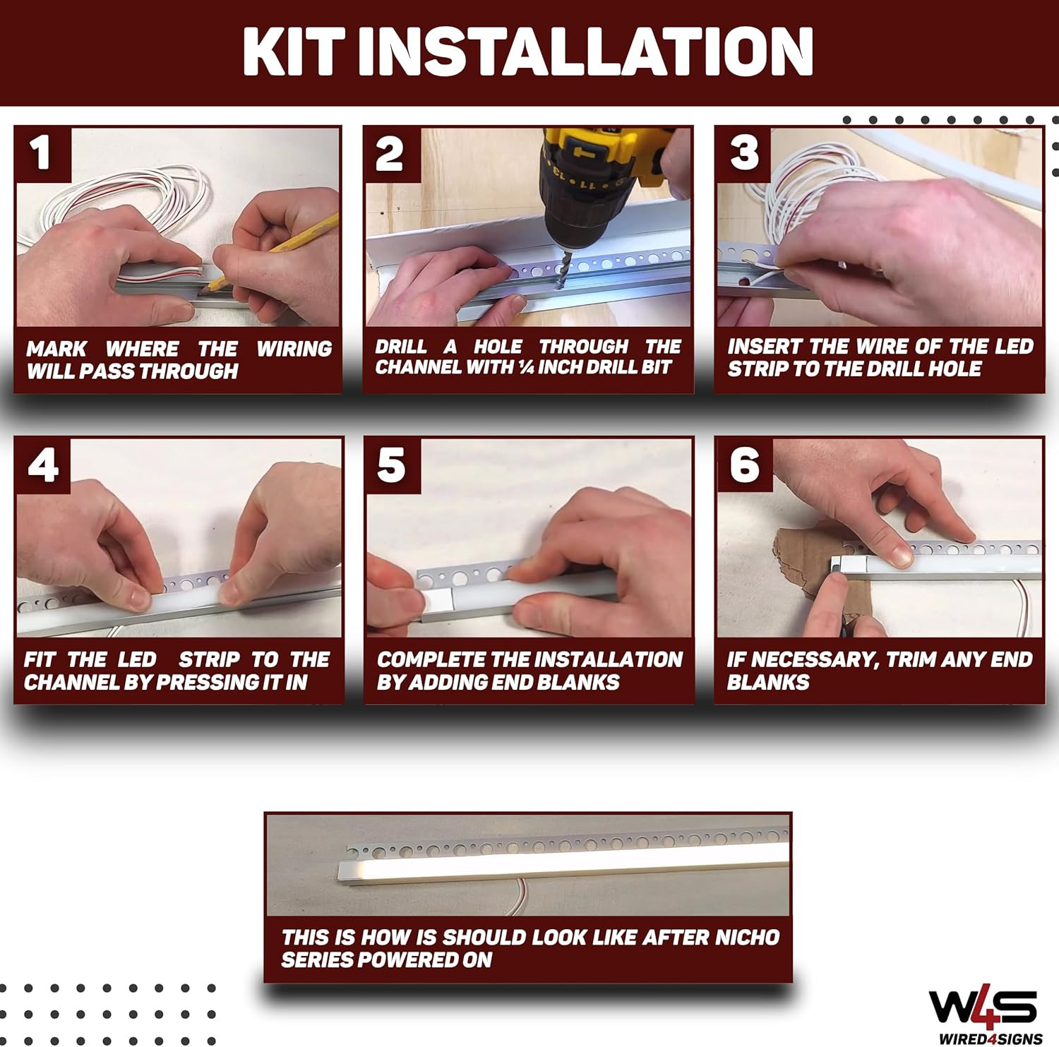 Wired4Signs Nicho Series White LED Tile Edge Light Strip Kit 24V DC