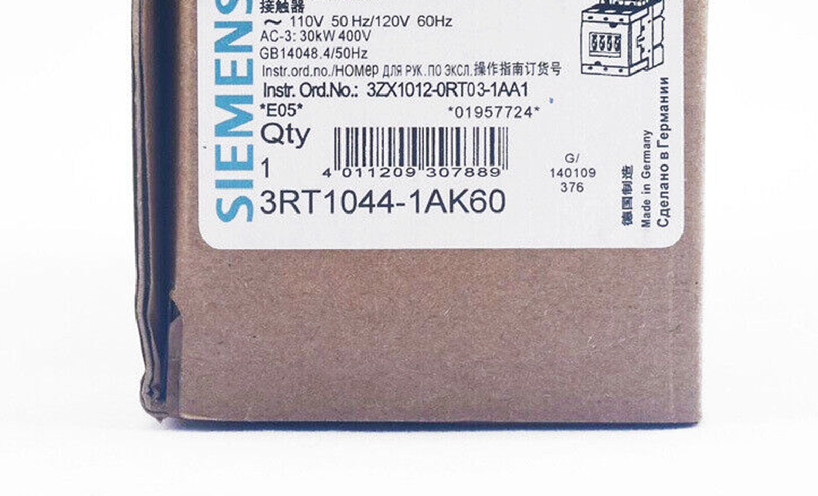 SIEMENS 3RT1044-1AK60 Contactor