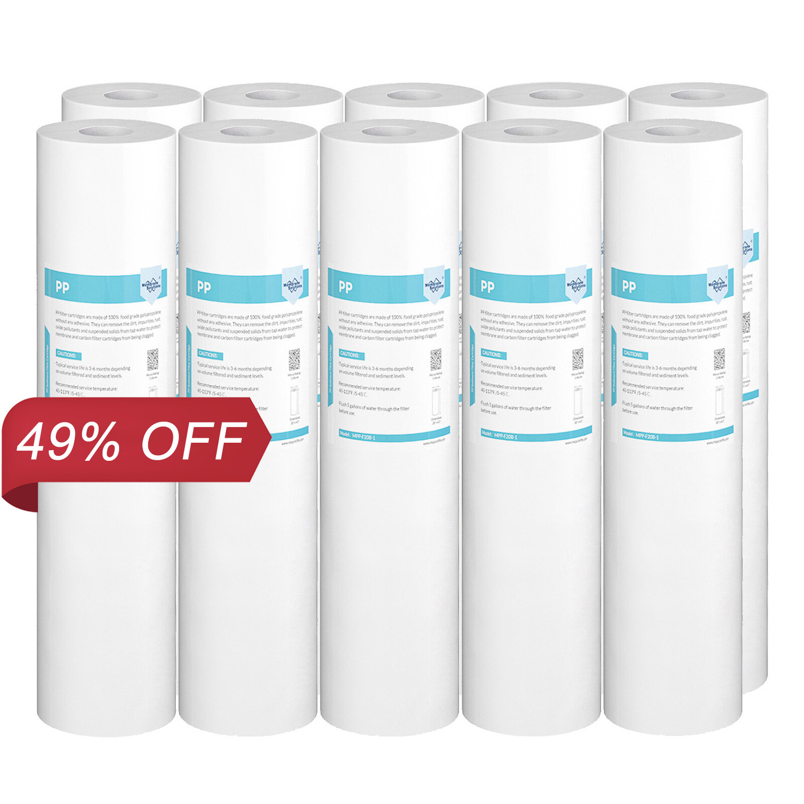 10 Pack 1/5 Micron 20"x4.5" Big Blue Sediment Water Filter Whole House Cartridge