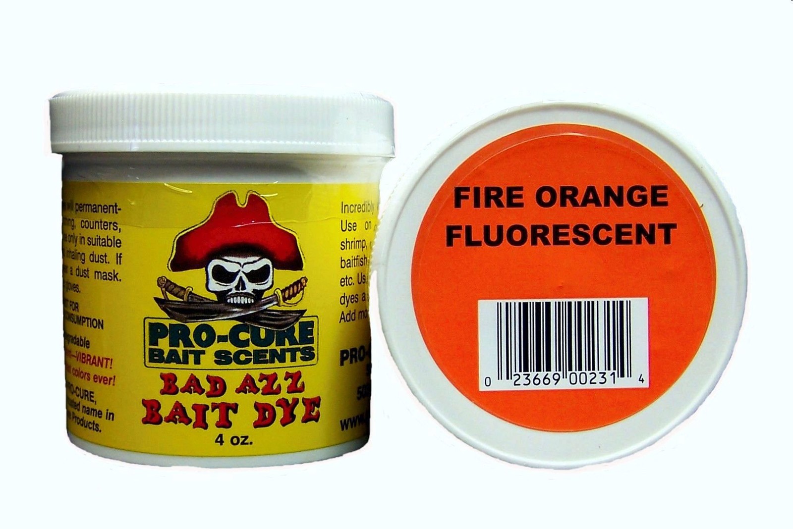 Pro-Cure Bad Azz Powder Dye 4oz Fire Orange Fluorescent UV Enhanced Bait Scent