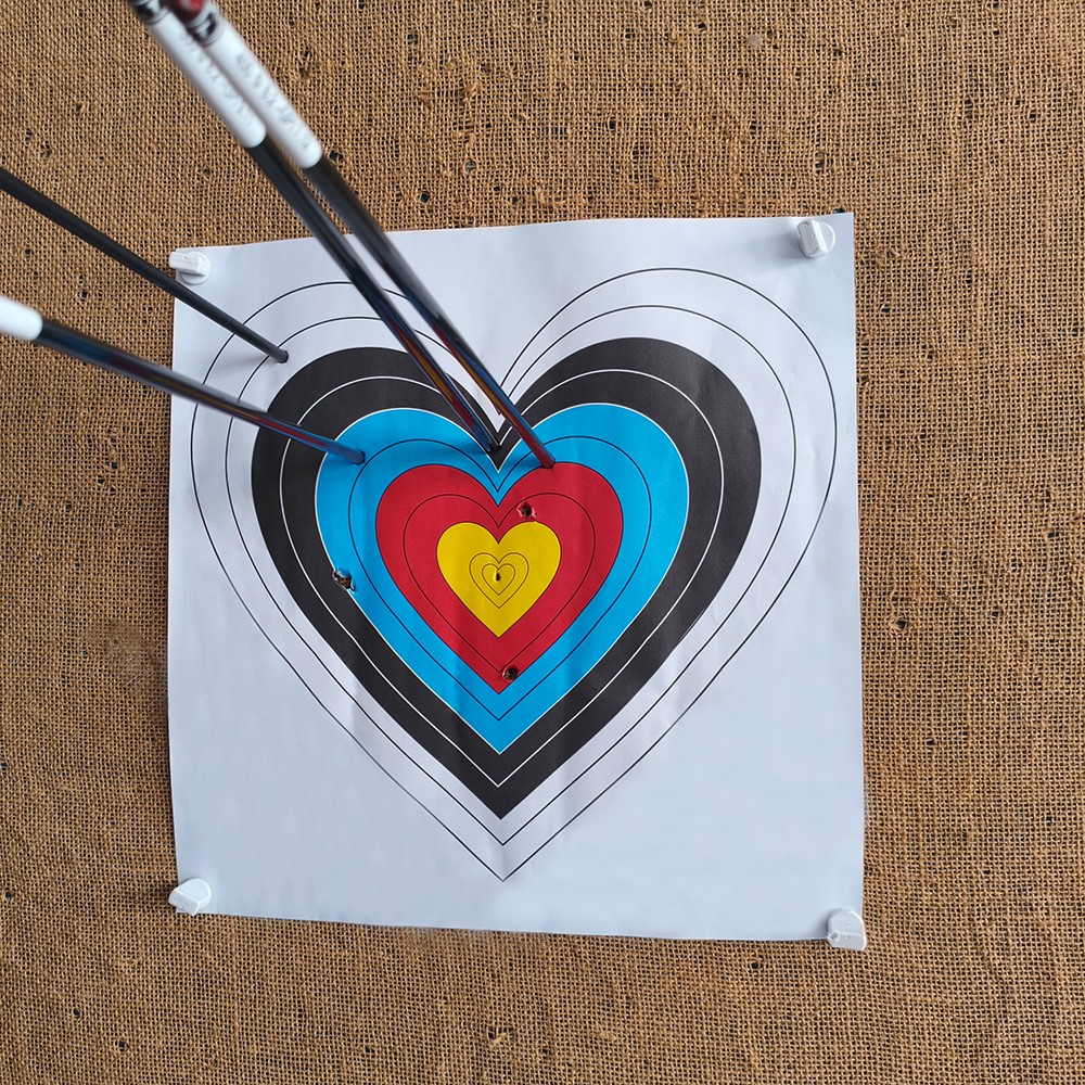 Archery Target Paper Heart Shaped 40x40cm Durable Bow Arrow Shooting Practice