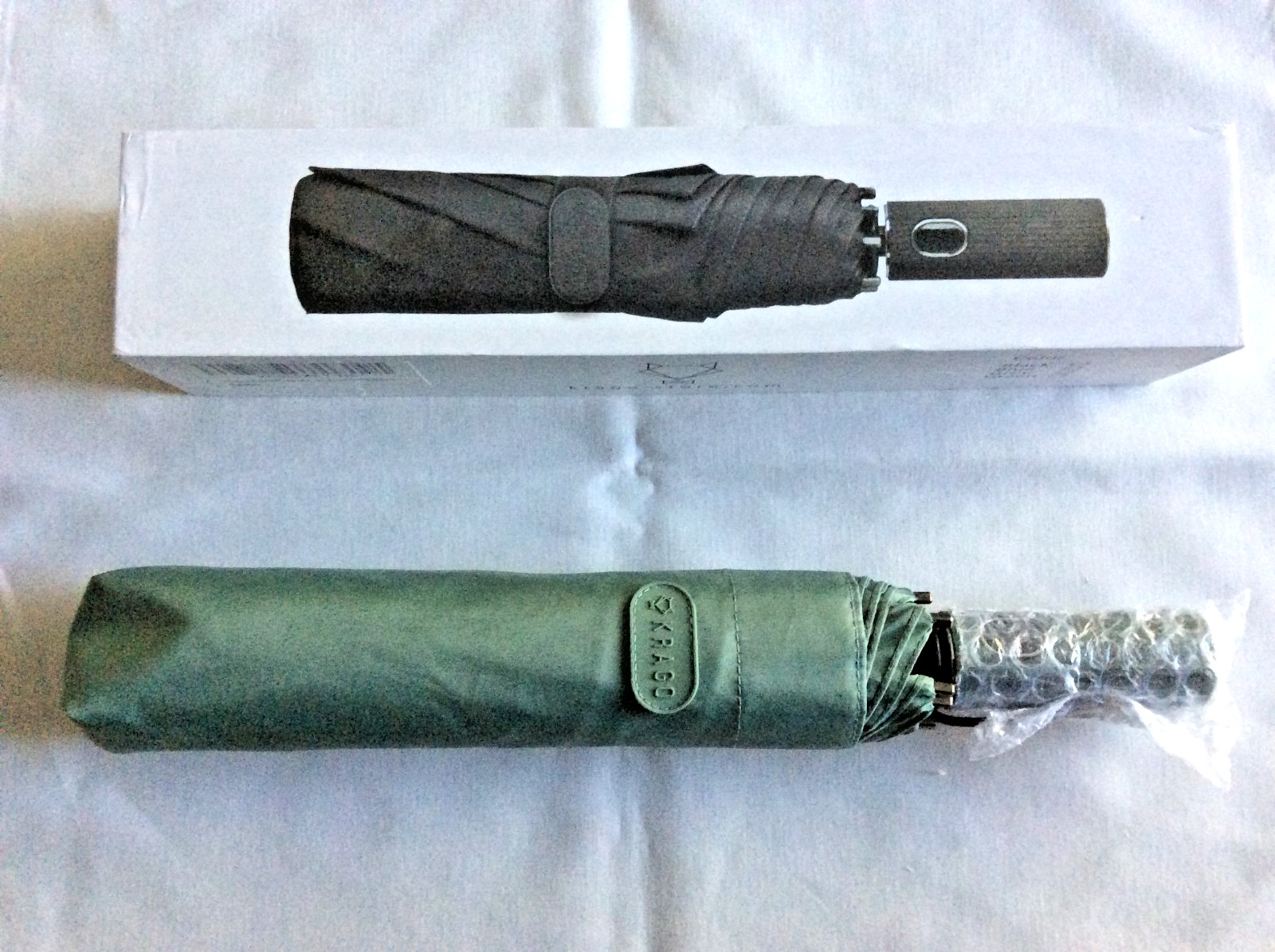 Krago Auto Open 10 Ribs 55 Inch Fiberglass Straight Umbrella Green