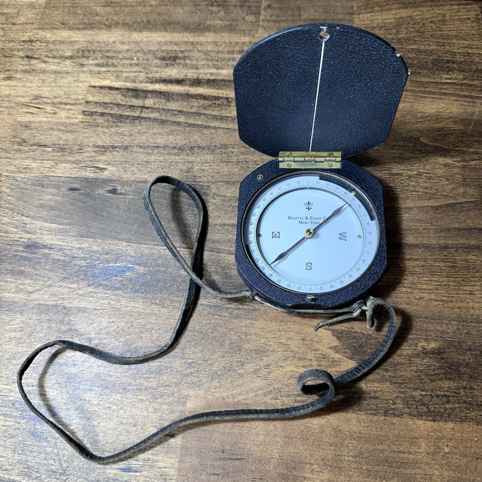 Keuffel & Esser NY Black Finish Pocket Compass - Vintage Forestry Survey Tool