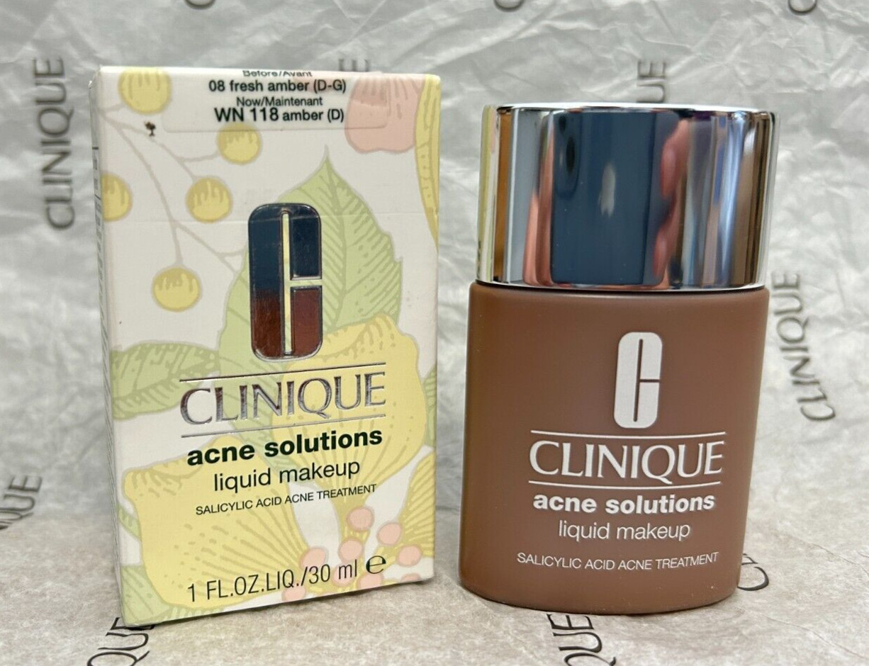 Clinique Acne Solutions Liquid Makeup, 08 Fresh Amber, 1 Oz New in Box