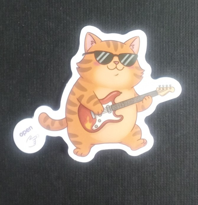 Cat Playing Electric Guitar Sticker 1.78" x 2" (C)