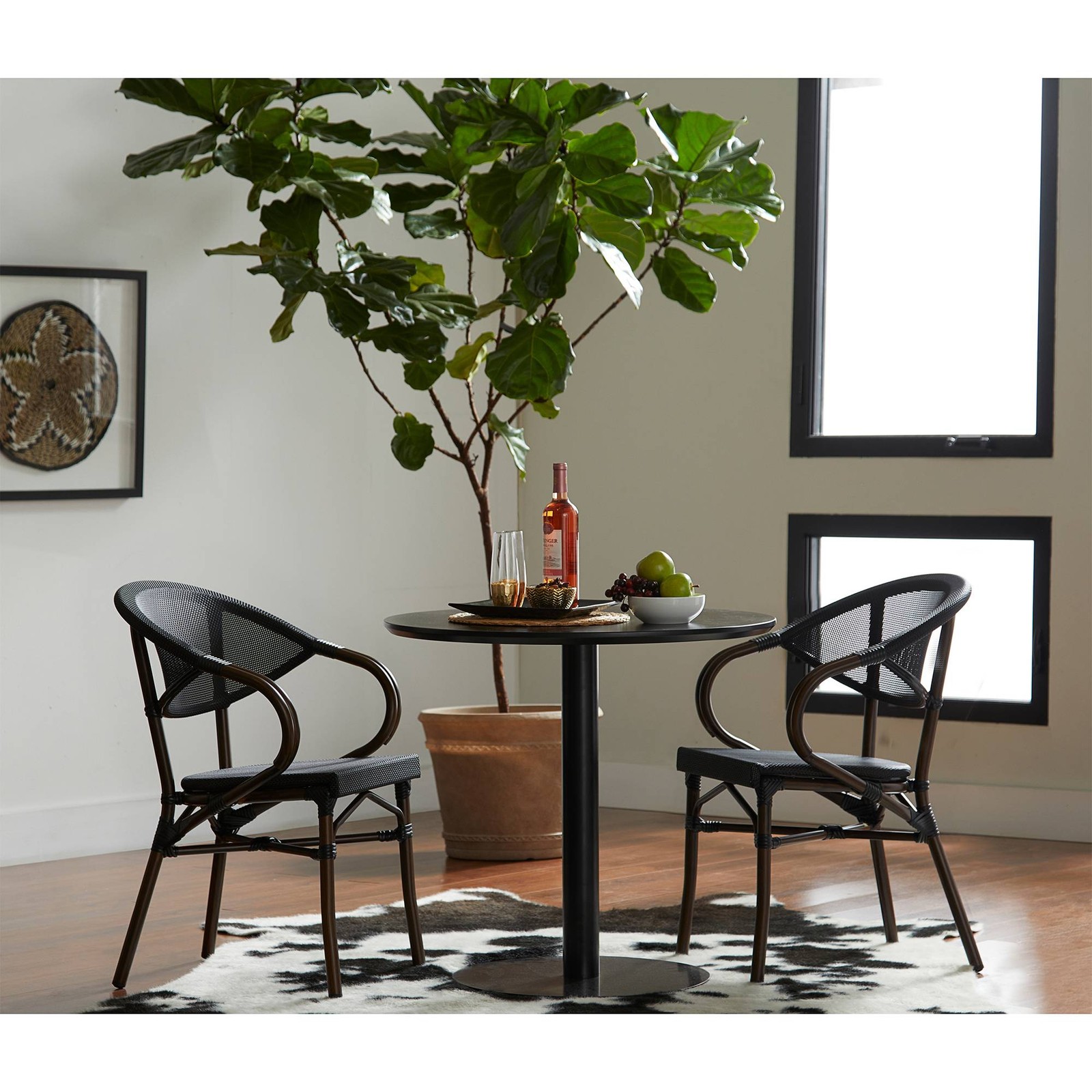 Paras 31 1/2" Wide Black Round Bistro Table