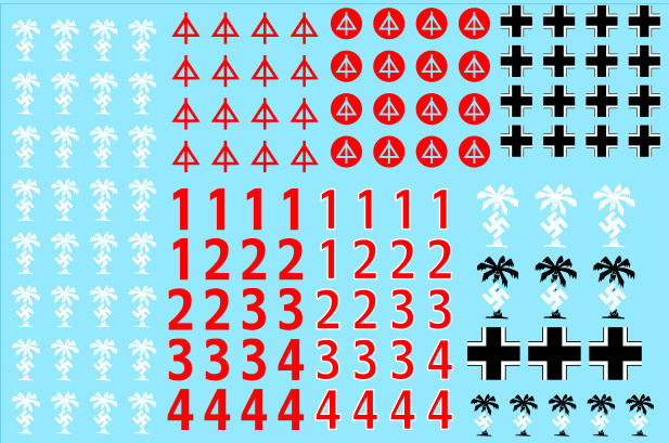 A8 DAK 15th Panzer Division Afrika Korps Waterslide Transfers Decals 1/56 Scale