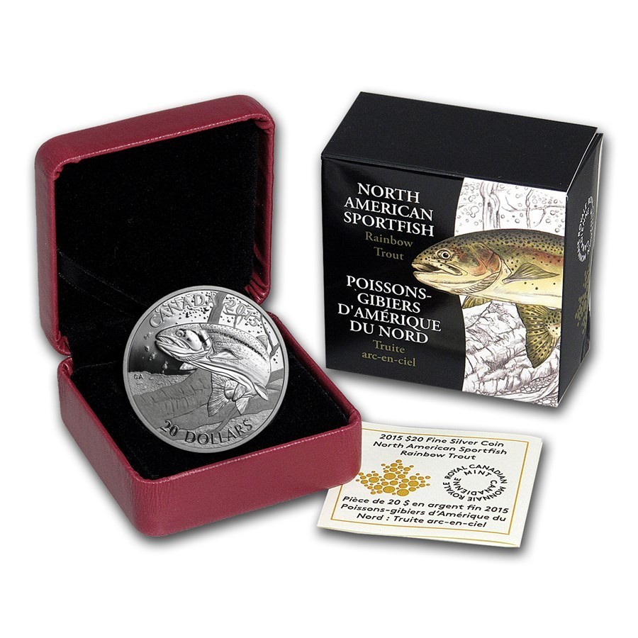 2015 $20 Canada Sportfish RAINBOW TROUT 1oz Fine Silver Proof Coin w/ OGP & COA
