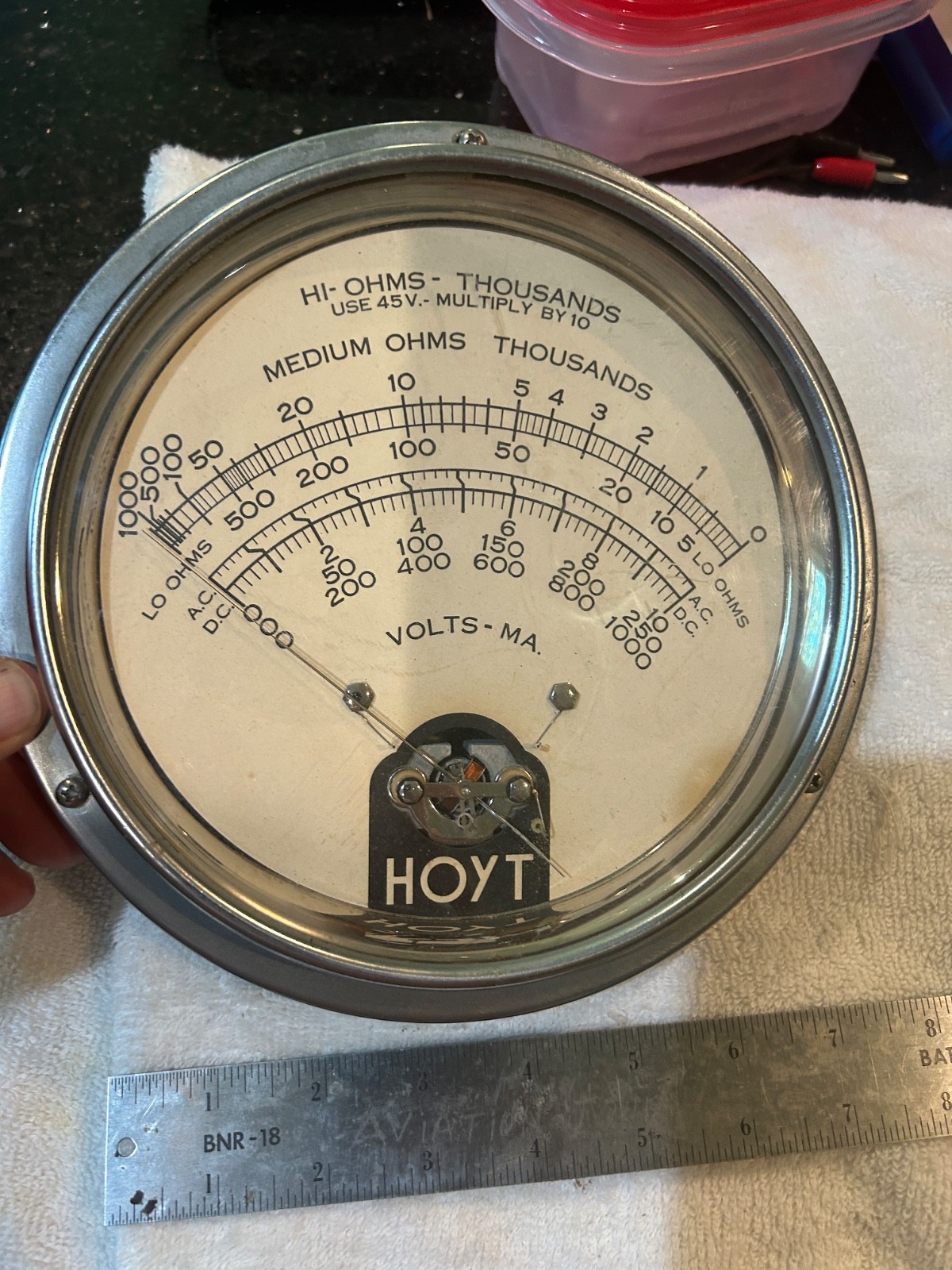 Large Hoyt Steam Punk Gauge OHMS Volts