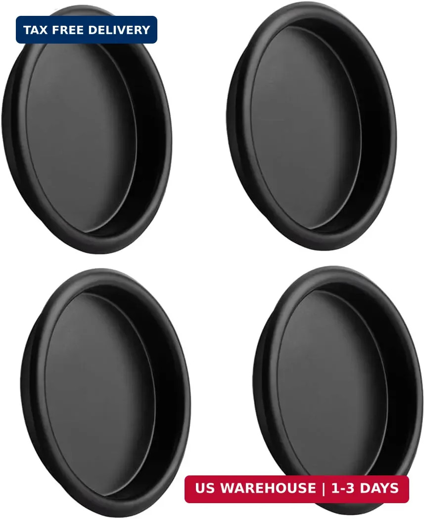 4 Pack Closet Door Finger Pull 2-1/16", Easy Snap in Installation, Black, Fits a