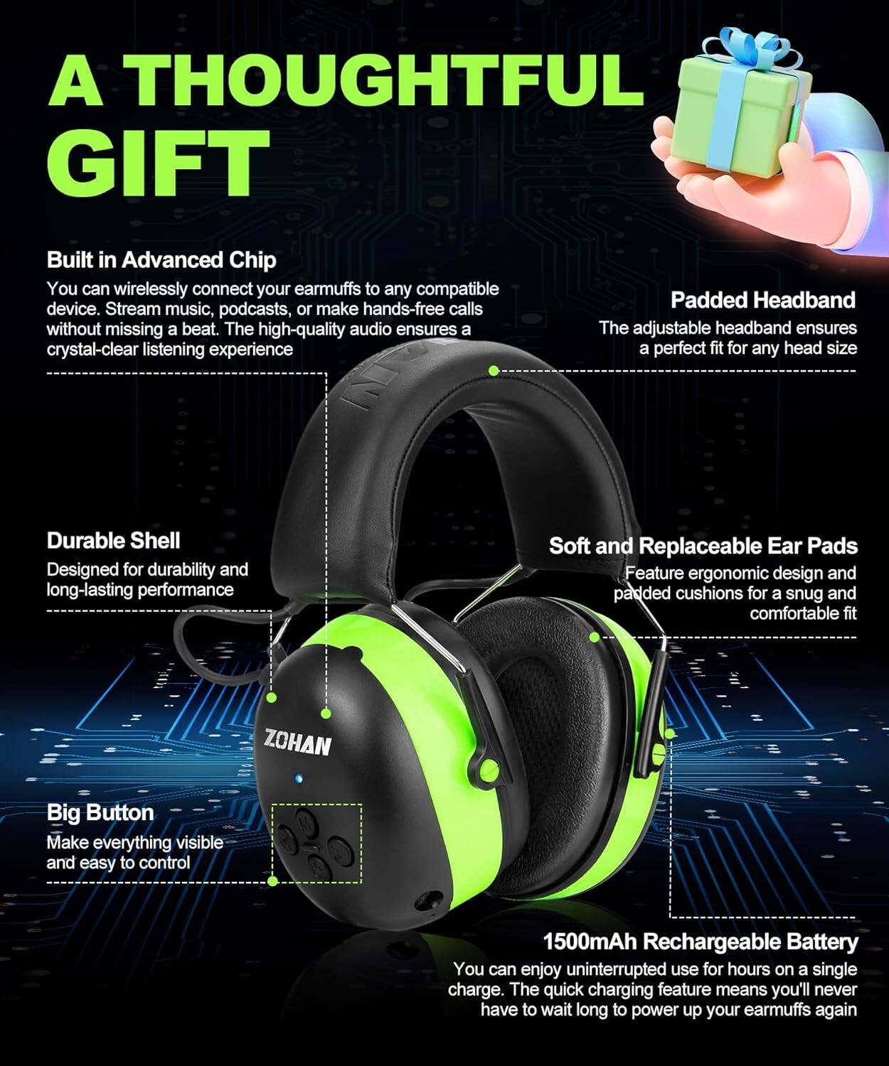 Wireless Bluetooth Safety Hearing Protection Ear Muffs Headphones Protector
