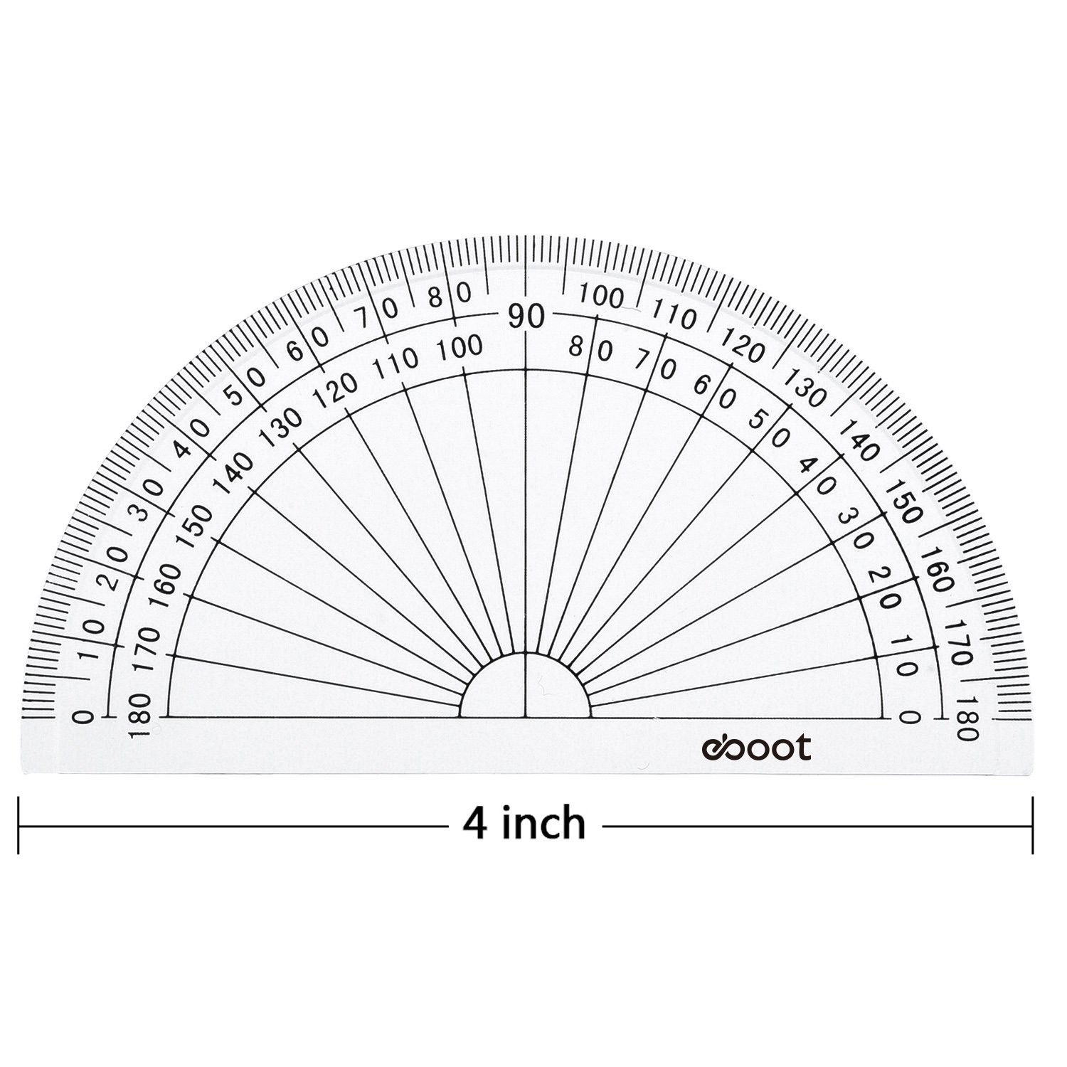 Clear Plastic Protractor 2 Pcs 6 Inch 4 Inch 180 Degree Math Geometry Tool