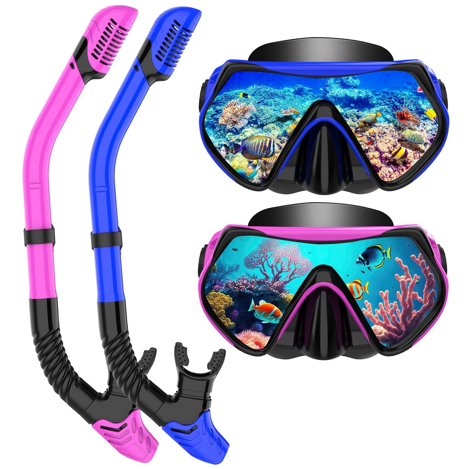 Snorkeling Gear for Adults, Dry-Top Snorkel Set Scuba Diving mask, 180°Panoramic