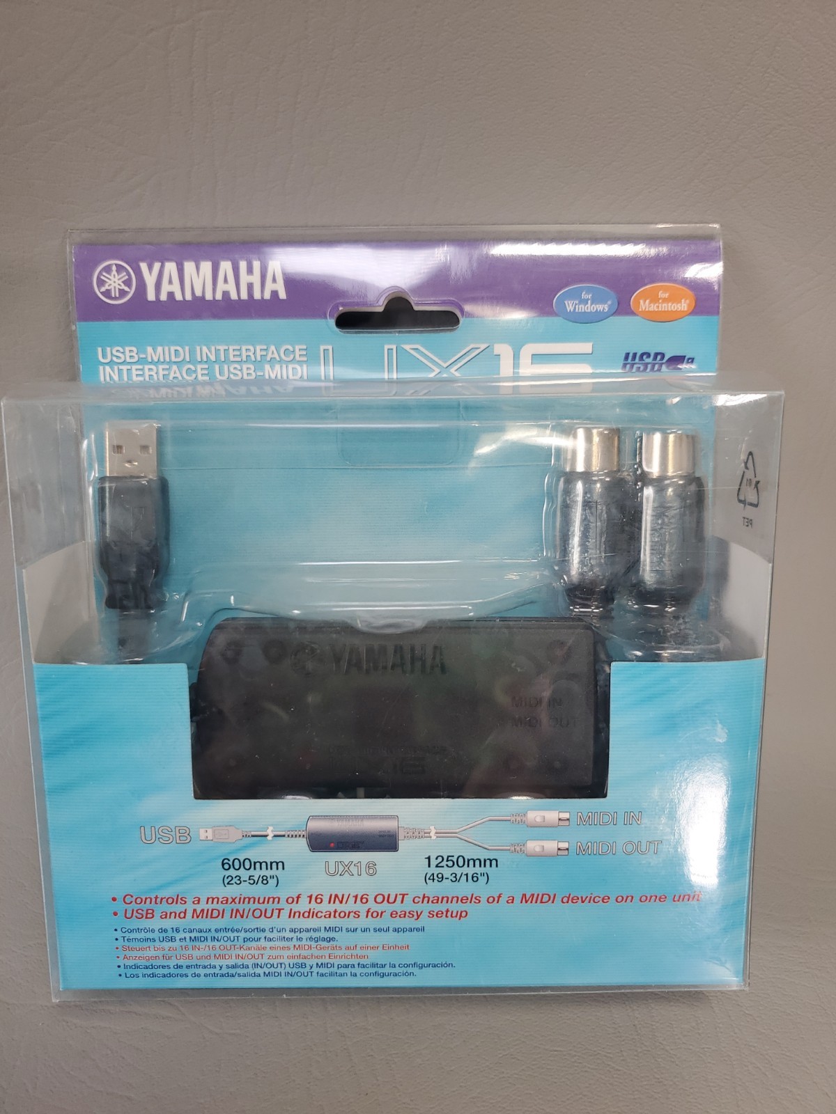 Yamaha UX16 USB MIDI Interface, 16 Channels, Portable, MIDI IN/OUT Indicators