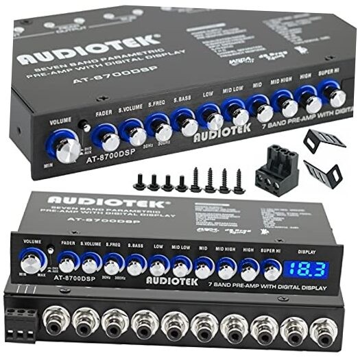 Audiotek 8700DSP 1/2 Din 7 Band Car Audio Equalizer EQ Front, Rear + Sub