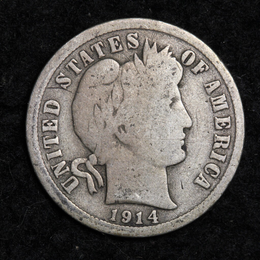 1914 Silver Barber Dime GOOD FREE SHIPPING