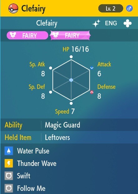 Pokemon Scarlet and Violet 6iv Shiny Max EV Clefairy