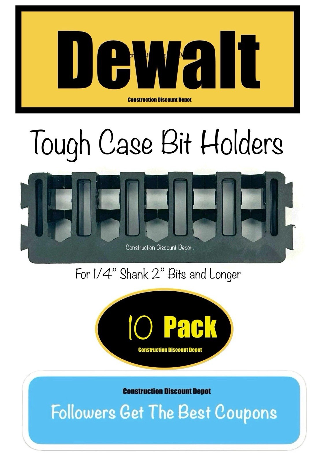 Bulk 10 DEWALT Tough Case Insert Bit Holder Racks Bit storage holder 2"