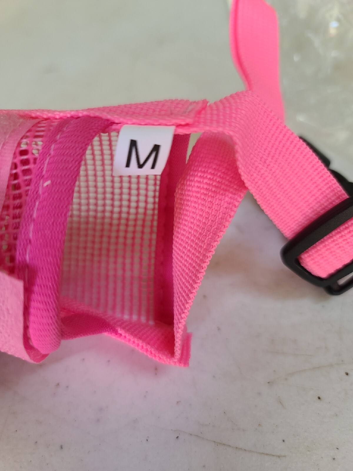 Adjustable Dog Muzzle Mouth Mesh Mask Anti Stop Bite Chewing Breathable Pink Med