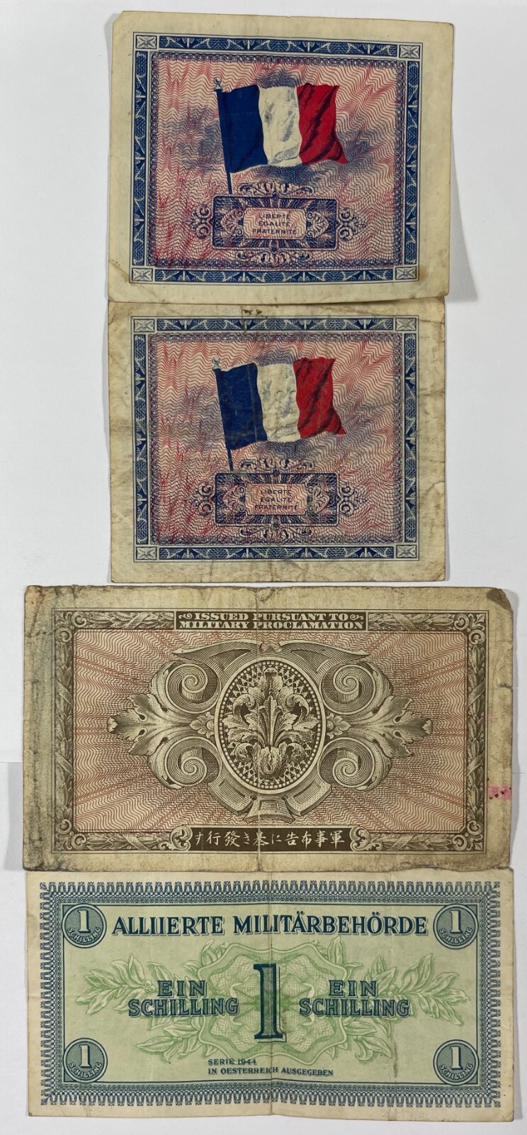 Military currency 8 different pcs. mixed (#471) quality.