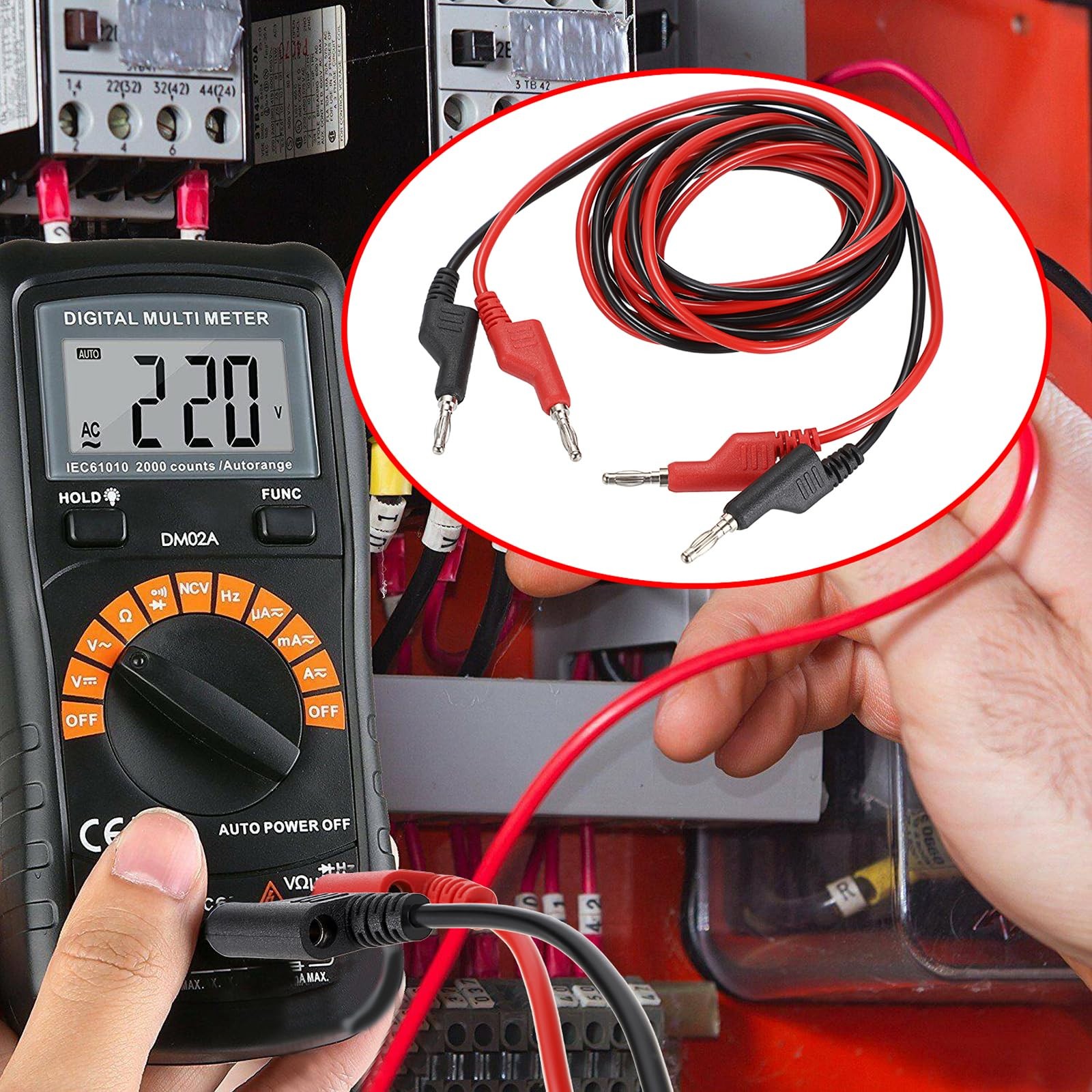 4 Pcs Banana Plug Test Leads 2M, 1000V/15A, Stackable, Multimeter Clip Wires...