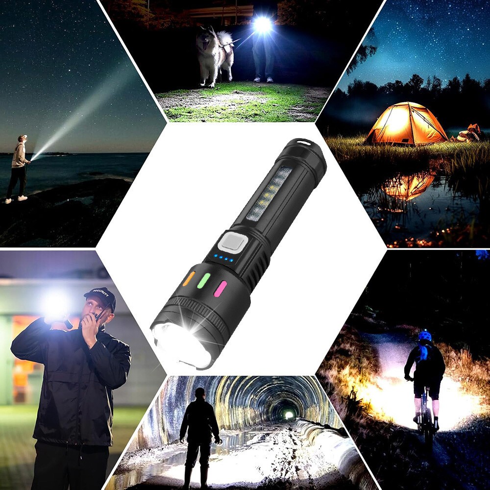 2 Pack 99000000lm Tactical Flashlight Super Bright Rechargeable LED Work Lights