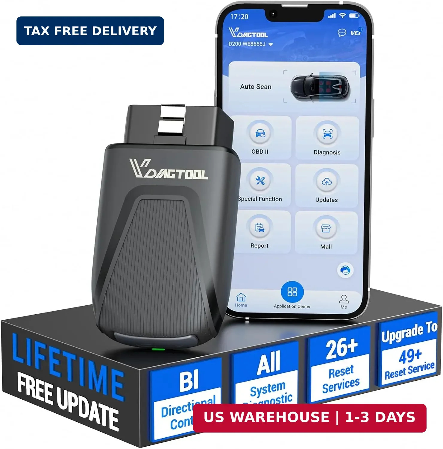 Bidirectional OBD2 Scanner Diagnostic Tool VDIAGTOOL D200, Bluetooth Scan Tool-L