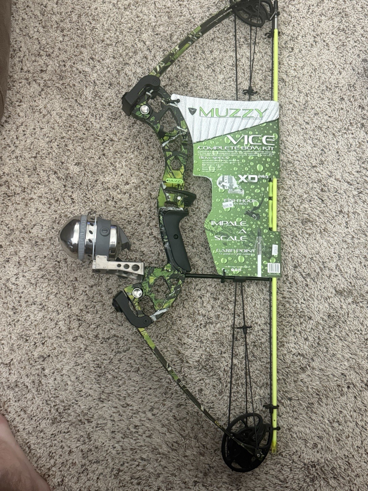 Muzzy Vice Compound Bowfishing Bow 25-55lbs 24.5-31" 30" Green Black White