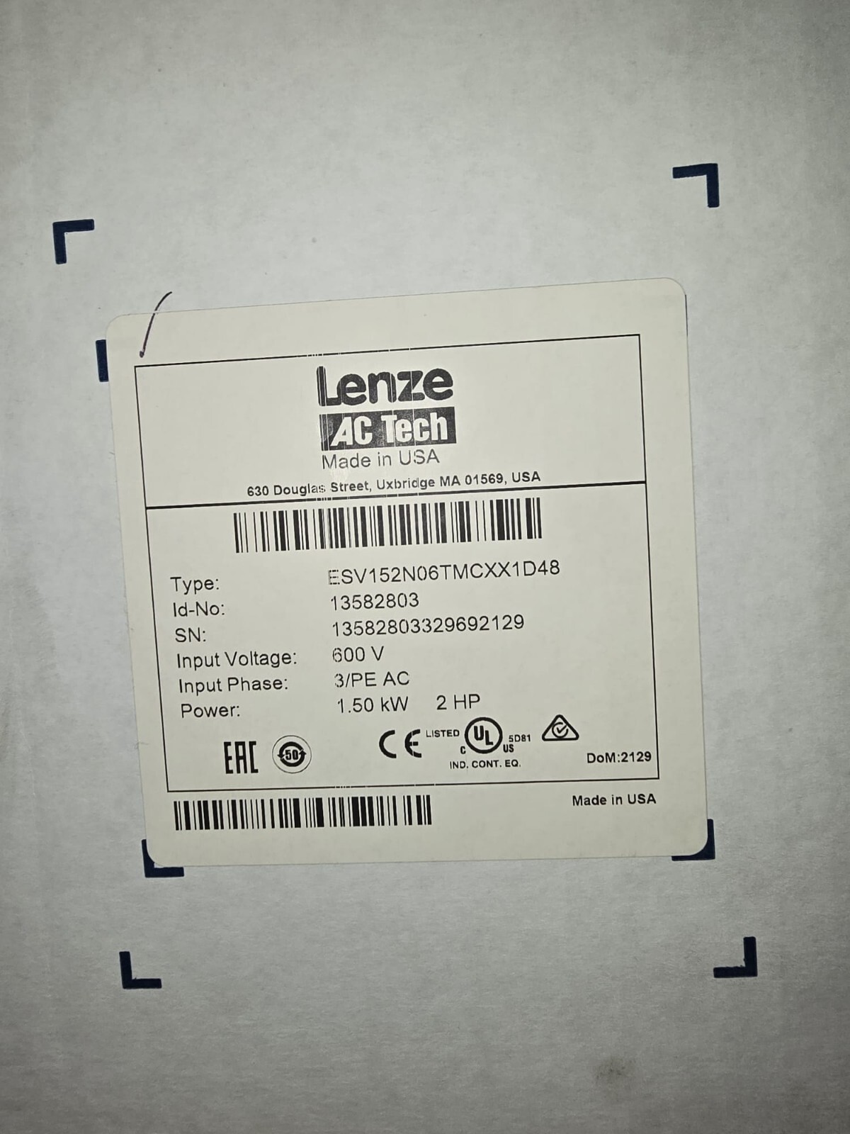 LENZE ESV152N06TMC AC TECH "BRAND NEW USA STOCK"