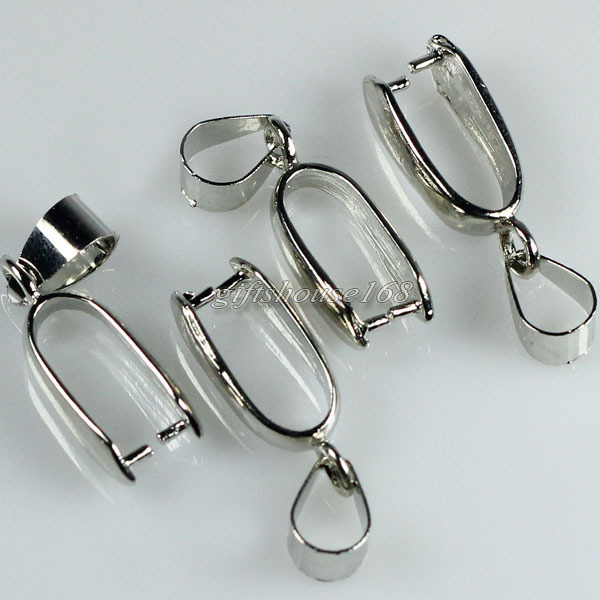 24x7mm White K Plated Copper Pendant Pinch Bails Connector Clasps 50pcs