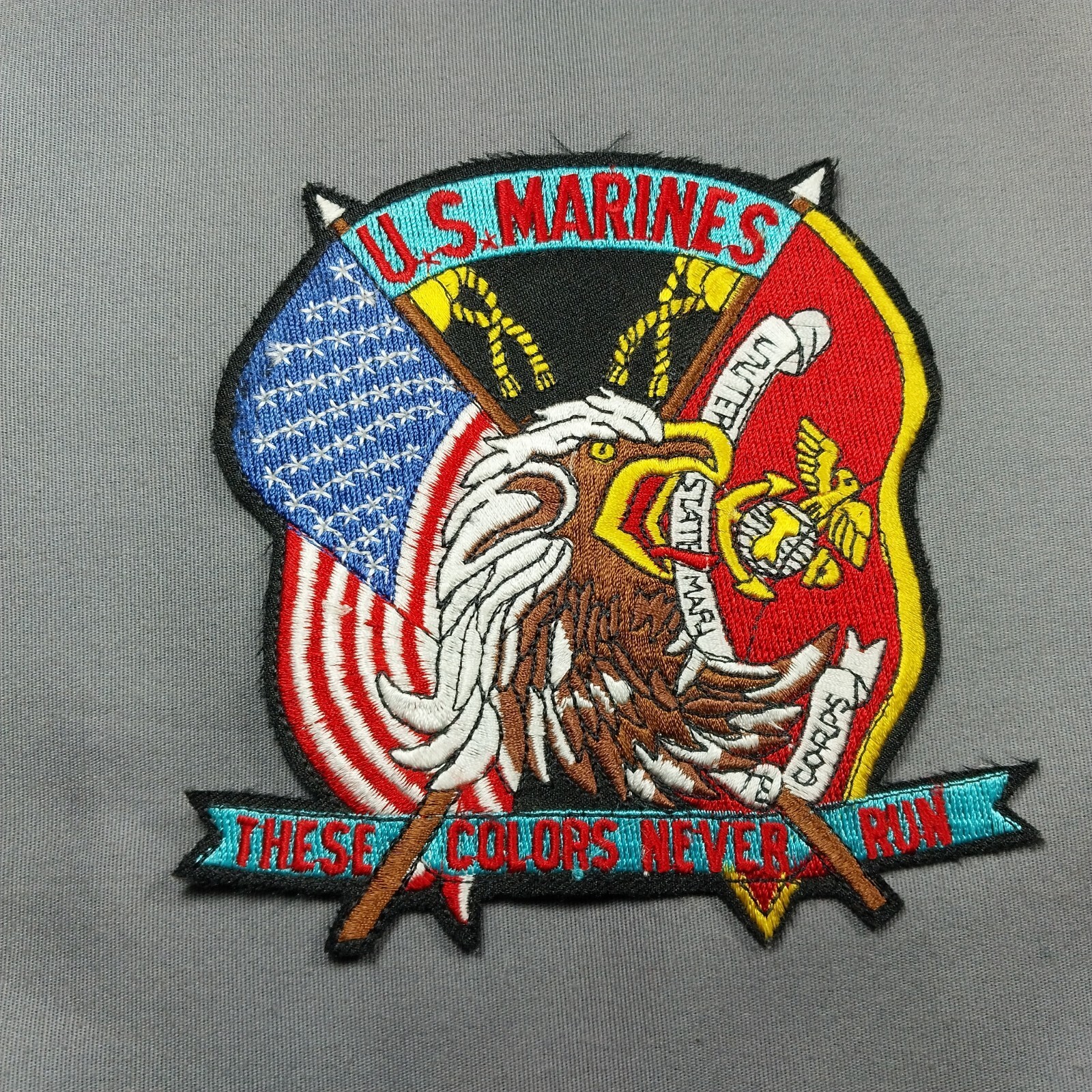 US Marines These Colors Never Run 4.5" Iron On Novelty Military Patch