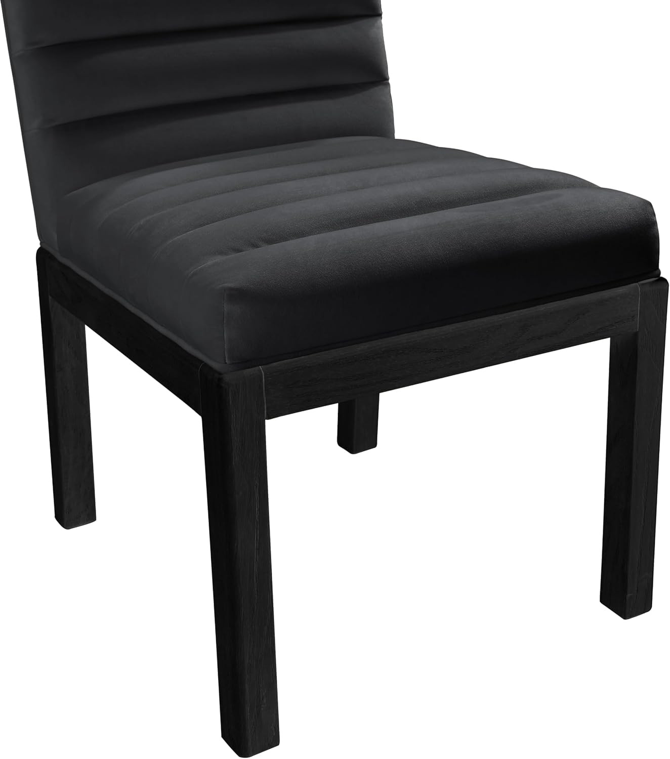 Evelyn Black Velvet Dining Chair with Sturdy Ash Wood Legs