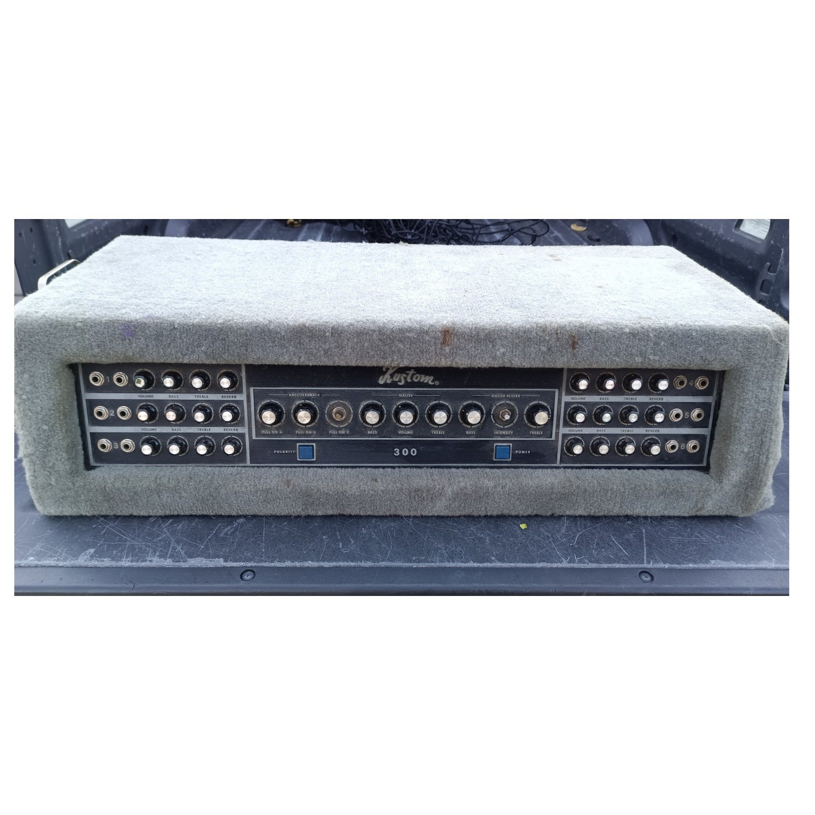 Kustom 300 PA Amp Head Vintage 150W 6 Channel Gray Tuck Roll Untested