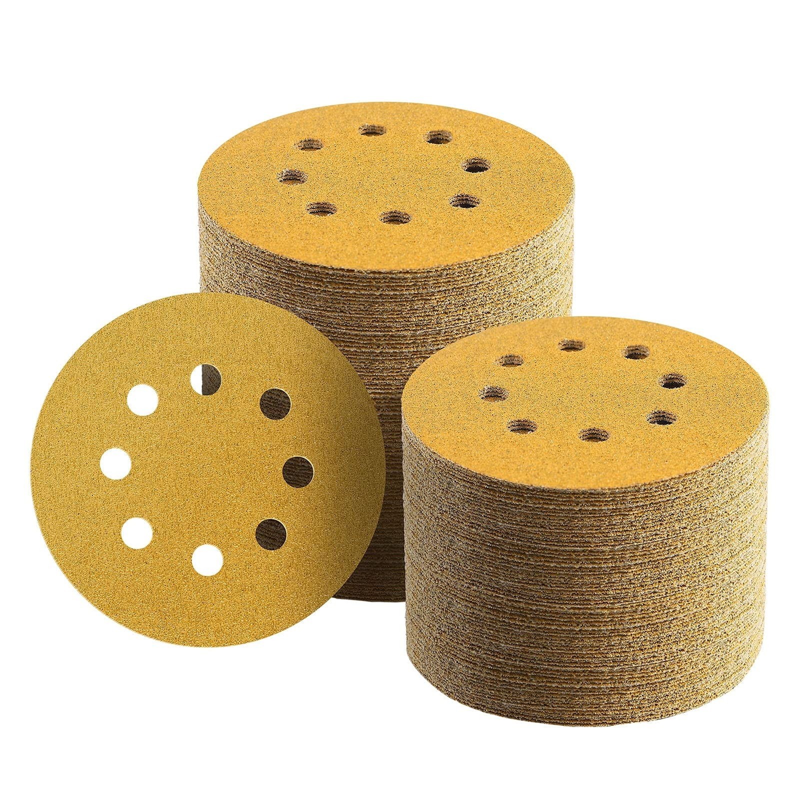 100 Pcs 5 Inch Sanding Discs Hook and Loop, 60 Grit Sandpaper for Woodworking...