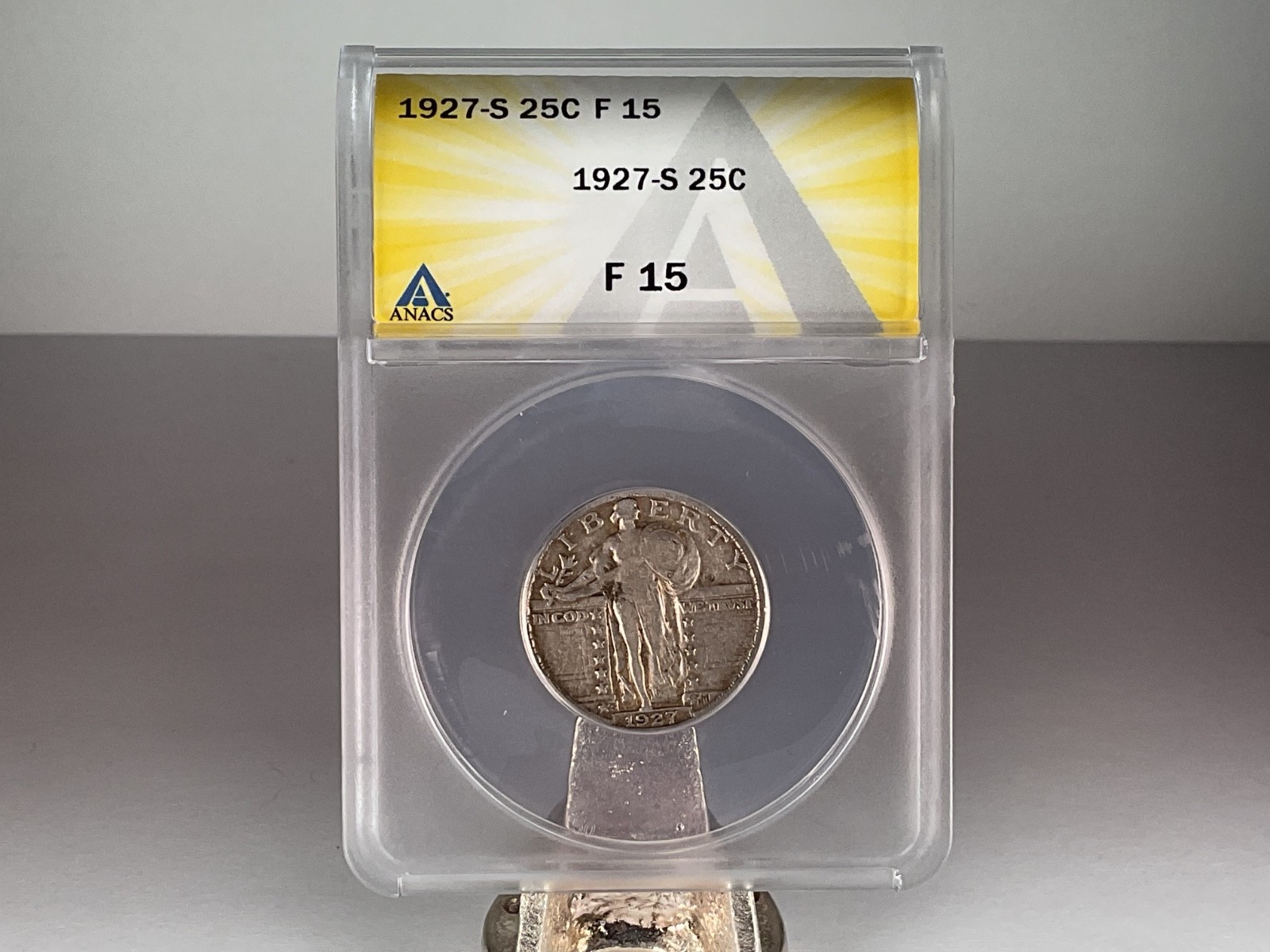 1927-S  .25  ANACS  F 15   Standing Liberty Silver Quarter, Liberty 25c Cents