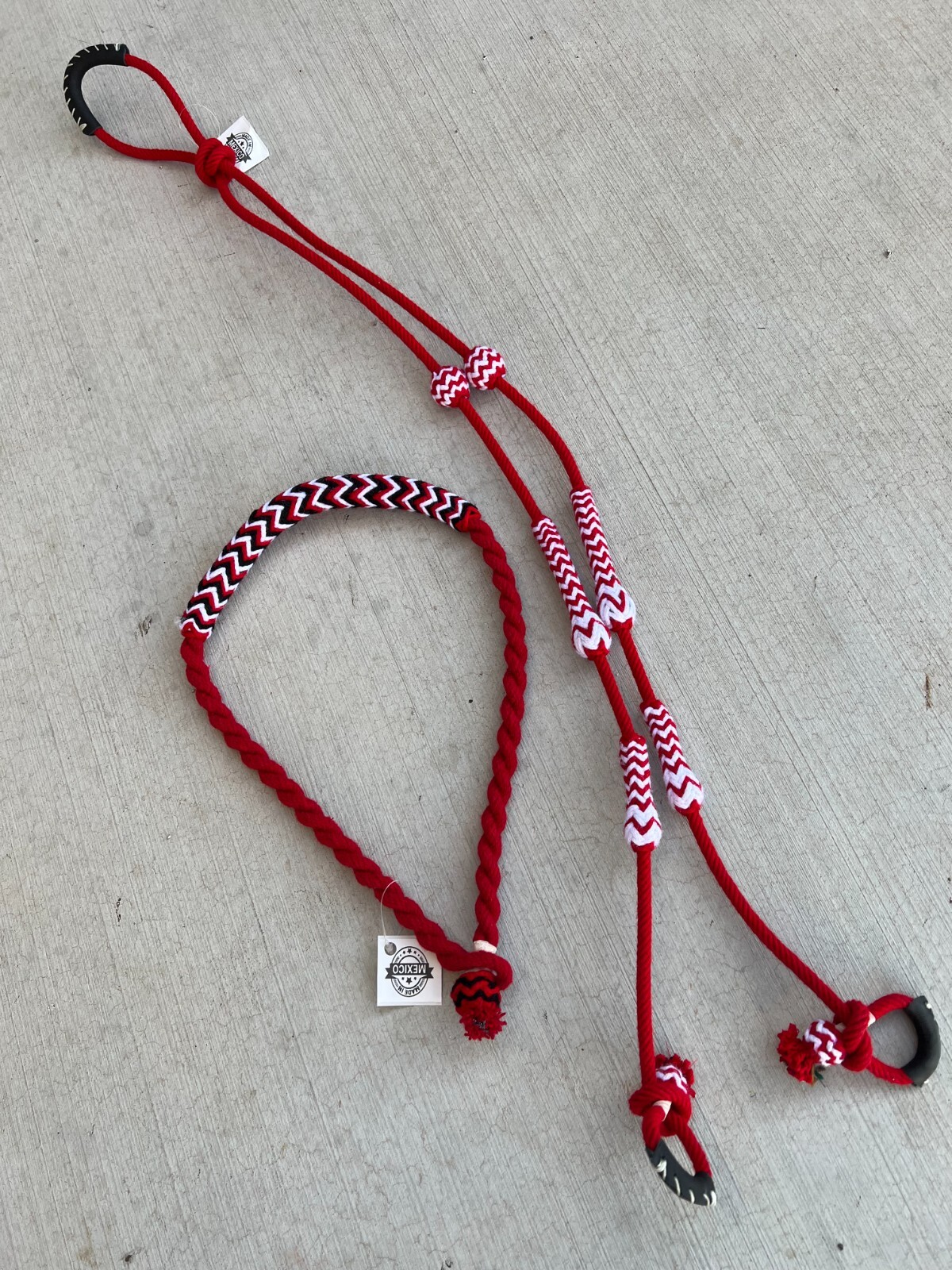 Red Charro Horse Reins and Bosal set Riendas Charras y Bosal Color Rojo