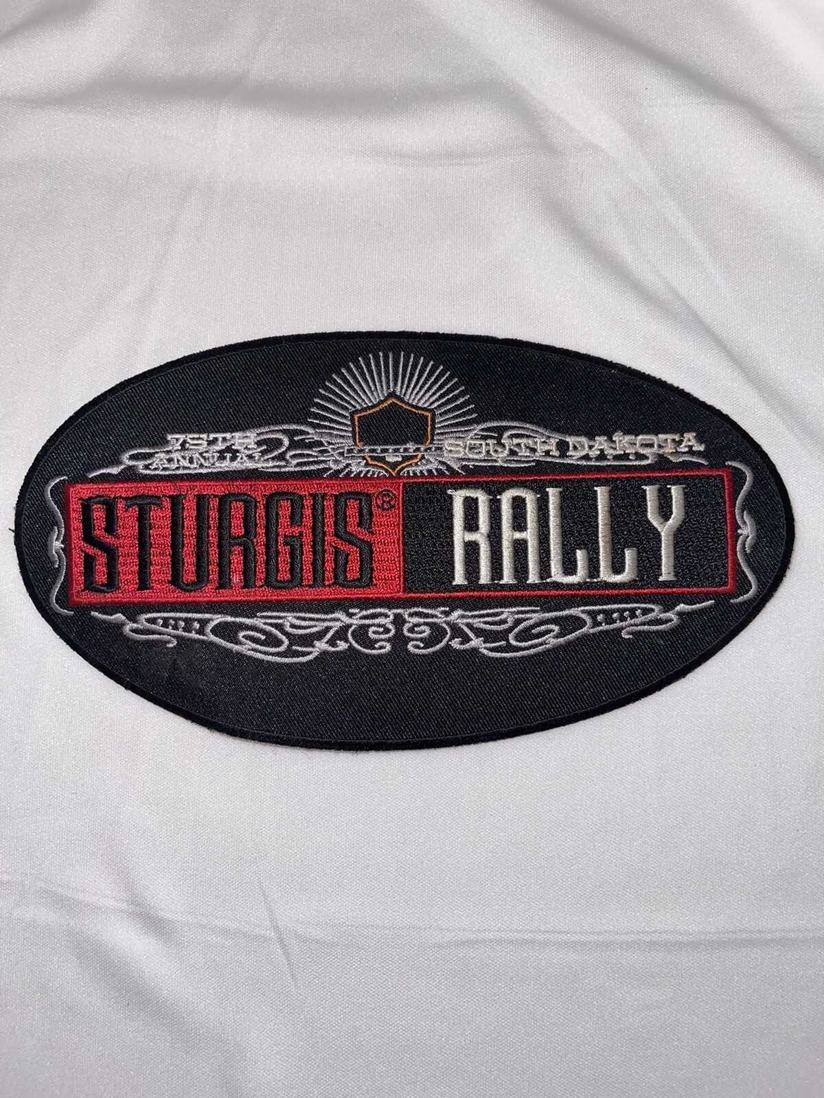 75th Annual South Dakota Sturgis Rally 7.5” Patch Black Red Silver White